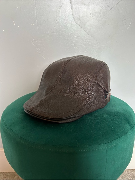 Voboom Other - VOBOOM Men's Vintage 100% Leather Flat Black Gatsby Newsboy Driving Hat One Size